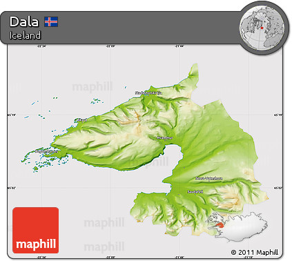 Physical Map of Dala, cropped outside