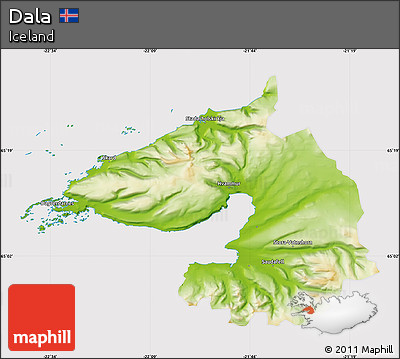 Physical Map of Dala, cropped outside
