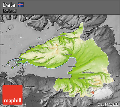 Physical Map of Dala, darken, desaturated