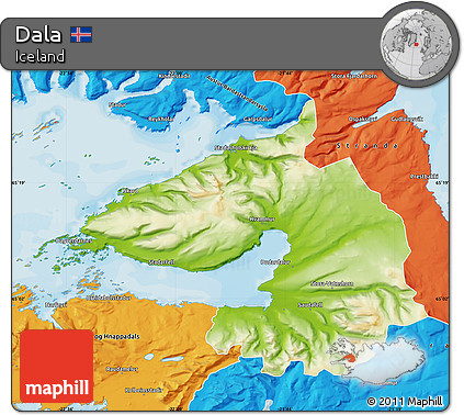Physical Map of Dala, political outside
