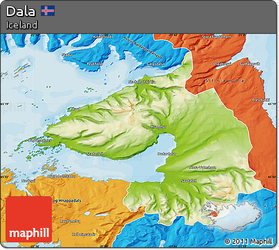 Physical Map of Dala, political outside