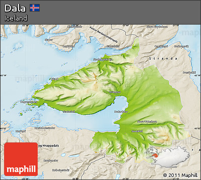 Physical Map of Dala, shaded relief outside