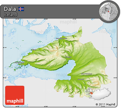 Physical Map of Dala, single color outside