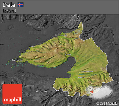 Satellite Map of Dala, darken, desaturated