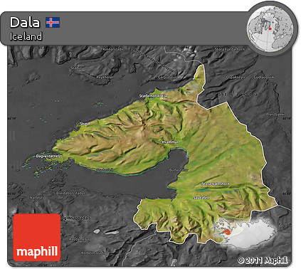 Satellite Map of Dala, darken, desaturated