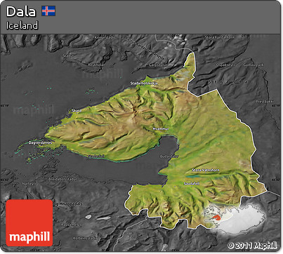 Satellite Map of Dala, darken, desaturated