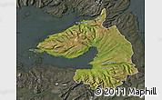 Satellite Map of Dala, darken, semi-desaturated