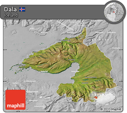 Satellite Map of Dala, lighten, desaturated