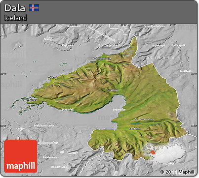 Satellite Map of Dala, lighten, desaturated