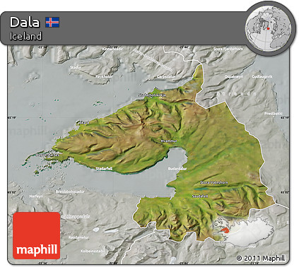 Satellite Map of Dala, lighten, semi-desaturated