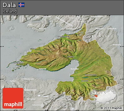 Satellite Map of Dala, lighten, semi-desaturated