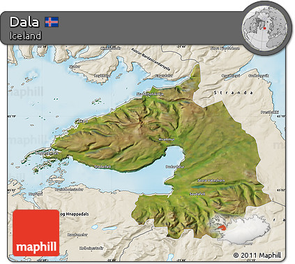 Satellite Map of Dala, shaded relief outside