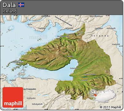 Satellite Map of Dala, shaded relief outside