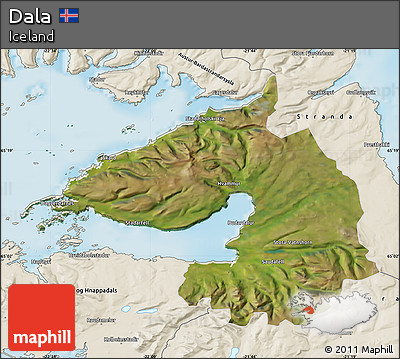 Satellite Map of Dala, shaded relief outside