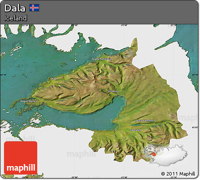 Satellite Map of Dala, single color outside