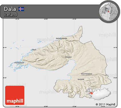 Shaded Relief Map of Dala, cropped outside