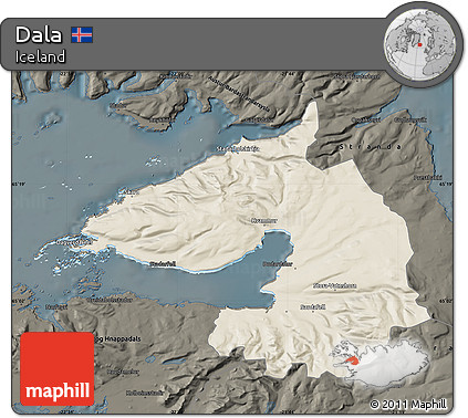 Shaded Relief Map of Dala, darken