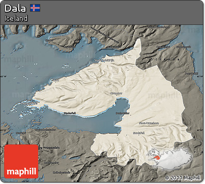 Shaded Relief Map of Dala, darken