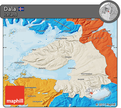 Shaded Relief Map of Dala, political outside