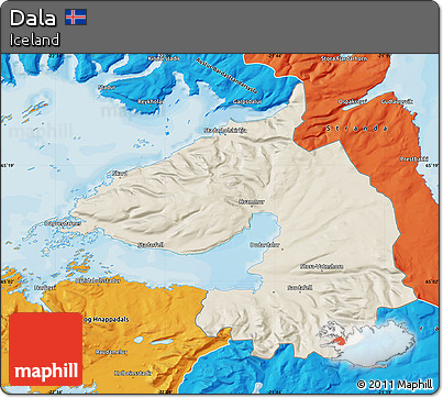 Shaded Relief Map of Dala, political outside