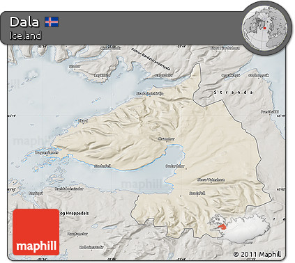 Shaded Relief Map of Dala, semi-desaturated