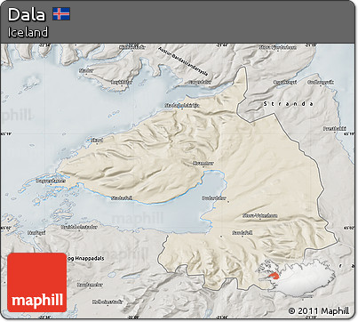 Shaded Relief Map of Dala, semi-desaturated