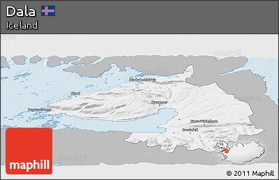 Gray Panoramic Map of Dala, single color outside