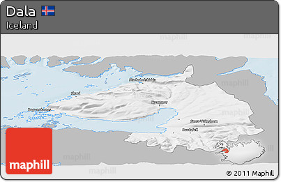 Gray Panoramic Map of Dala, single color outside