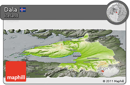 Physical Panoramic Map of Dala, darken, semi-desaturated