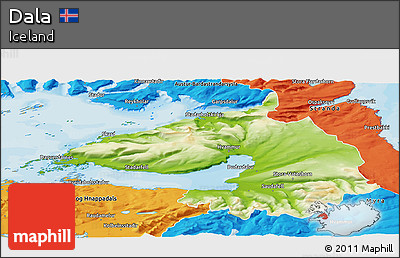 Physical Panoramic Map of Dala, political outside
