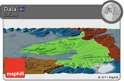 Political Panoramic Map of Dala, darken