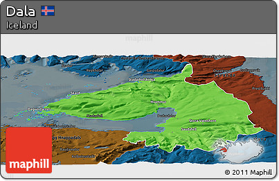 Political Panoramic Map of Dala, darken