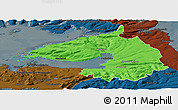 Political Panoramic Map of Dala, darken