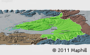 Political Panoramic Map of Dala, darken, semi-desaturated