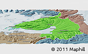 Political Panoramic Map of Dala, semi-desaturated