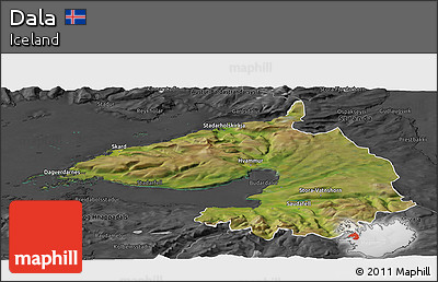 Satellite Panoramic Map of Dala, darken, desaturated