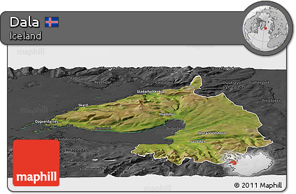 Satellite Panoramic Map of Dala, darken, desaturated