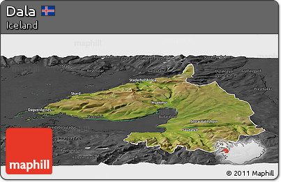 Satellite Panoramic Map of Dala, darken, desaturated