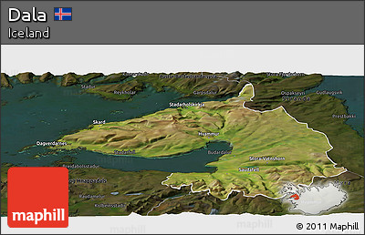Satellite Panoramic Map of Dala, darken