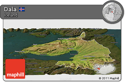 Satellite Panoramic Map of Dala, darken