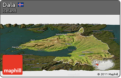 Satellite Panoramic Map of Dala, darken
