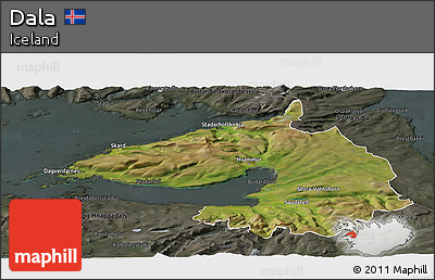 Satellite Panoramic Map of Dala, darken, semi-desaturated
