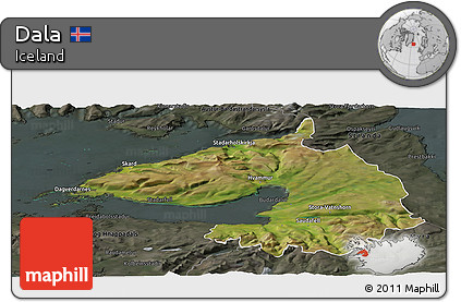 Satellite Panoramic Map of Dala, darken, semi-desaturated