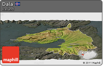 Satellite Panoramic Map of Dala, darken, semi-desaturated