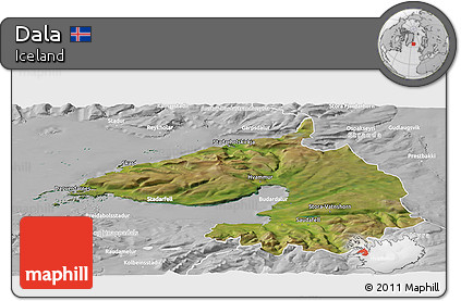 Satellite Panoramic Map of Dala, lighten, desaturated