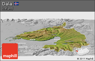 Satellite Panoramic Map of Dala, lighten, desaturated