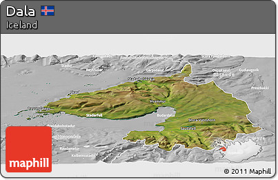 Satellite Panoramic Map of Dala, lighten, desaturated