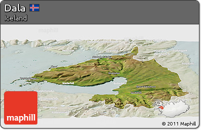 Satellite Panoramic Map of Dala, lighten