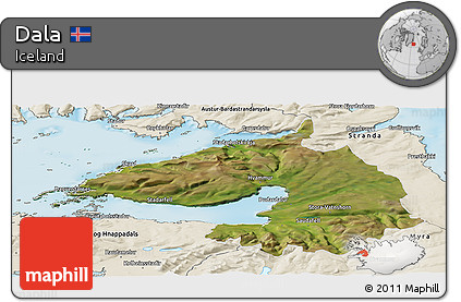 Satellite Panoramic Map of Dala, shaded relief outside