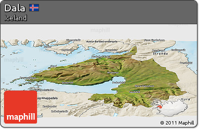 Satellite Panoramic Map of Dala, shaded relief outside